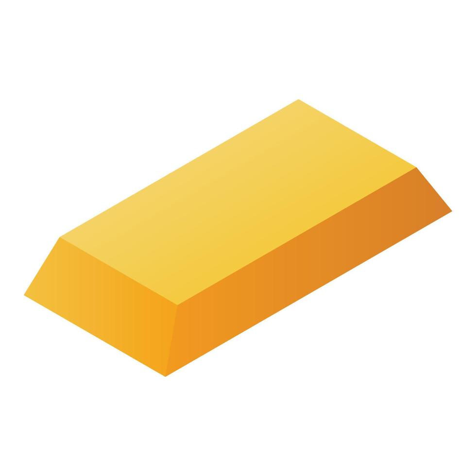 Gold bar icon, isometric style vector