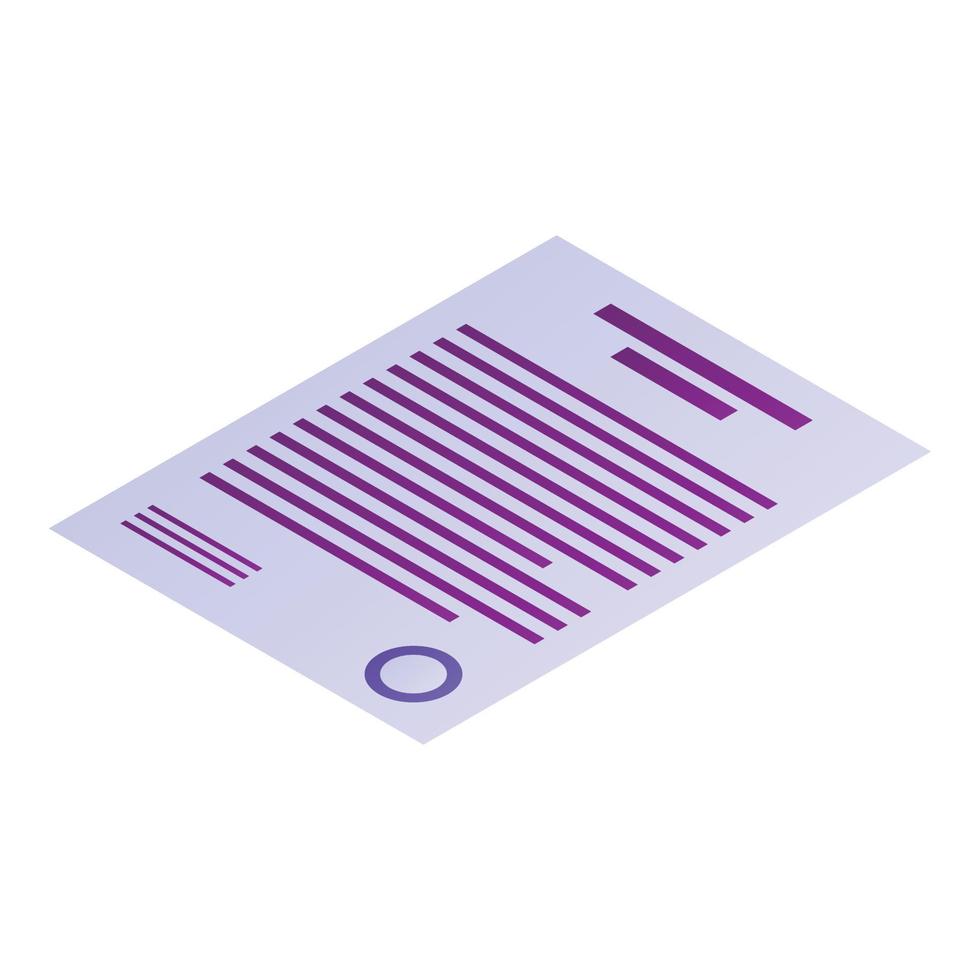 Money document icon, isometric style vector