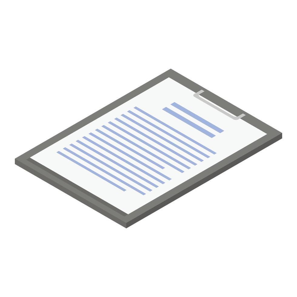 Lab clipboard icon, isometric style vector