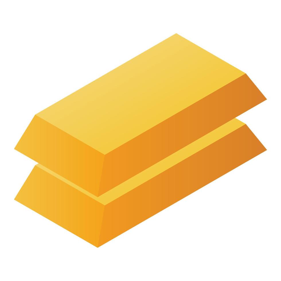 Gold bar stack icon, isometric style vector