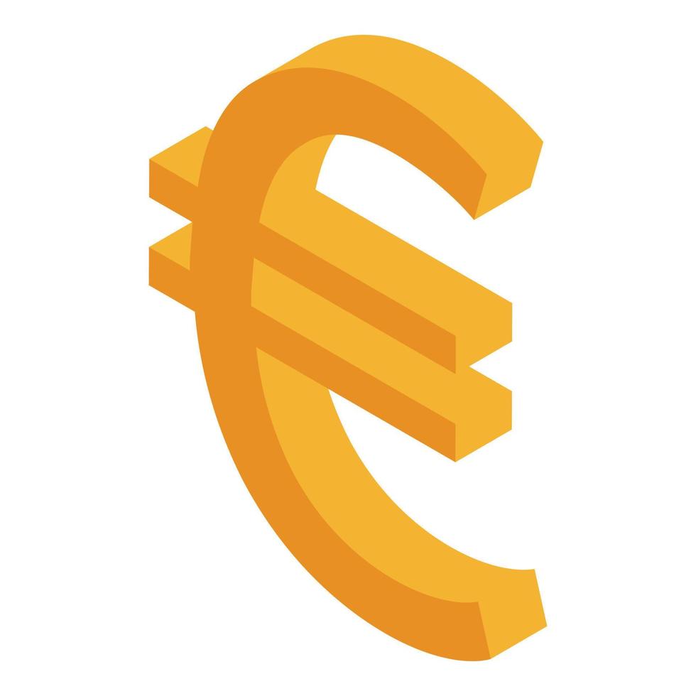 icono de signo de dinero en euros, estilo isométrico vector