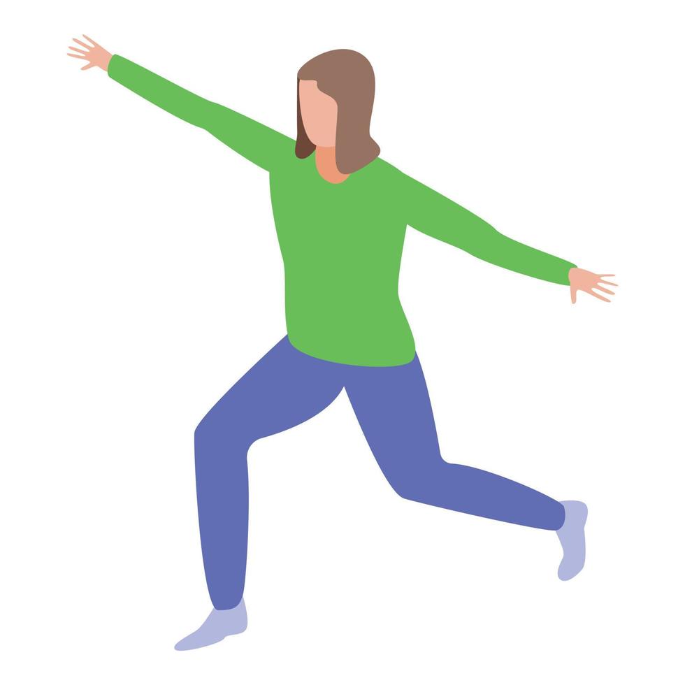 mujer hacer icono de gimnasia matutina, estilo isométrico vector