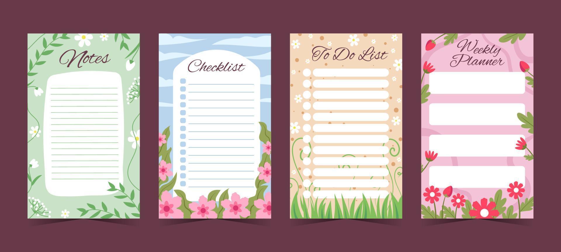 Spring Notes Template vector