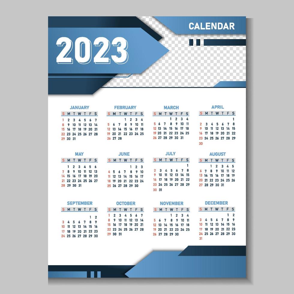 plantilla de calendario de tema azul 2023 vector