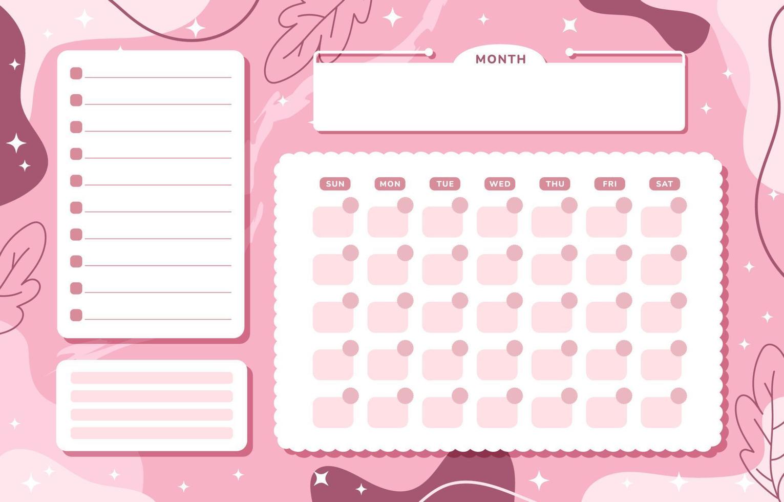 Pink Abstract Monthly Journal Template vector