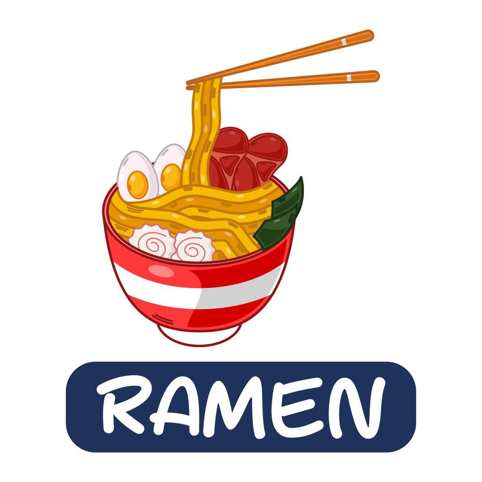 cartoon ramen, japanese food vector isolated on white background