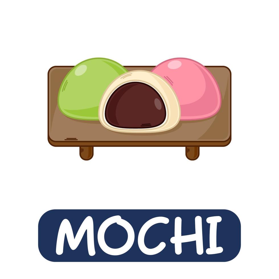 cartoon mochi, japanese food vector isolated on white background