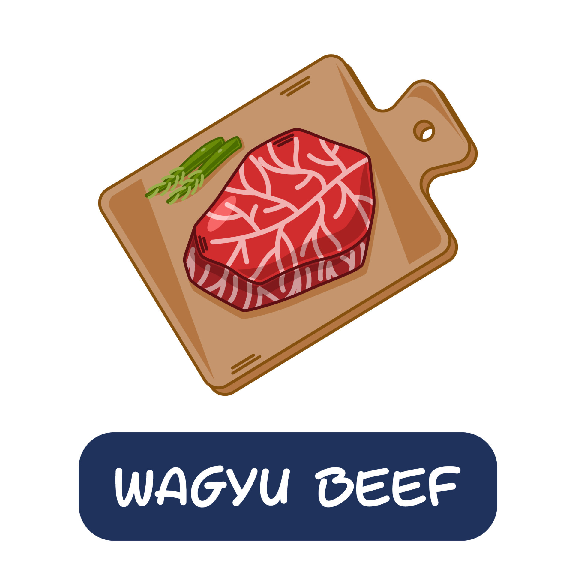 cartoon wagyu beef, japanese food vector isolated on white background