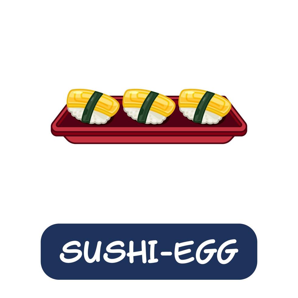 cartoon egg, japanese food vector isolated on white background