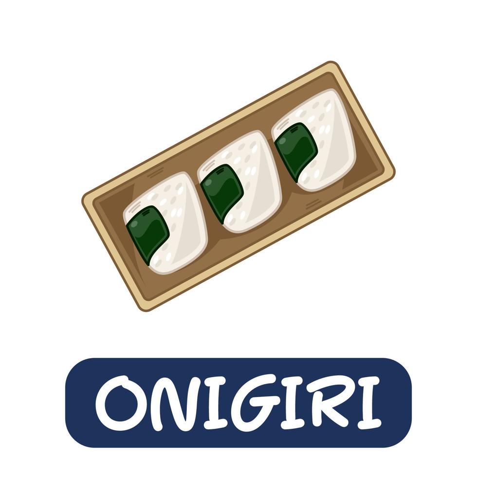 cartoon onigiri, japanese food vector isolated on white background