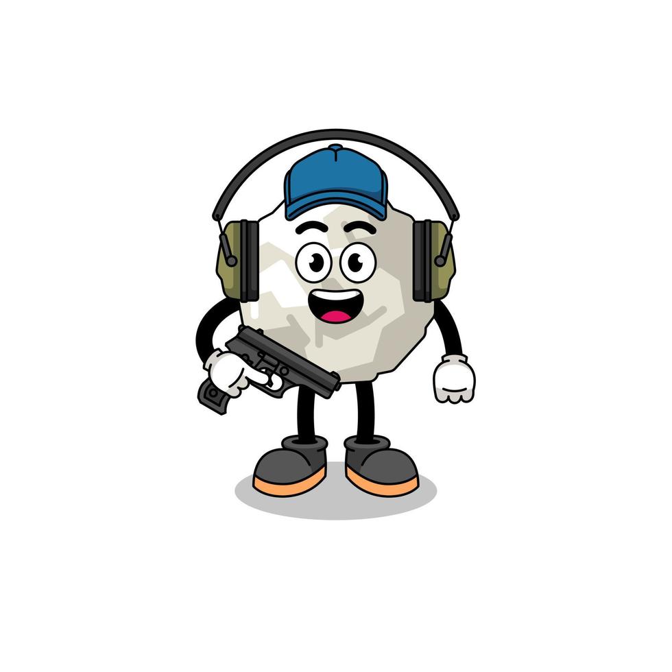 Character mascot of crumpled paper doing shooting range vector