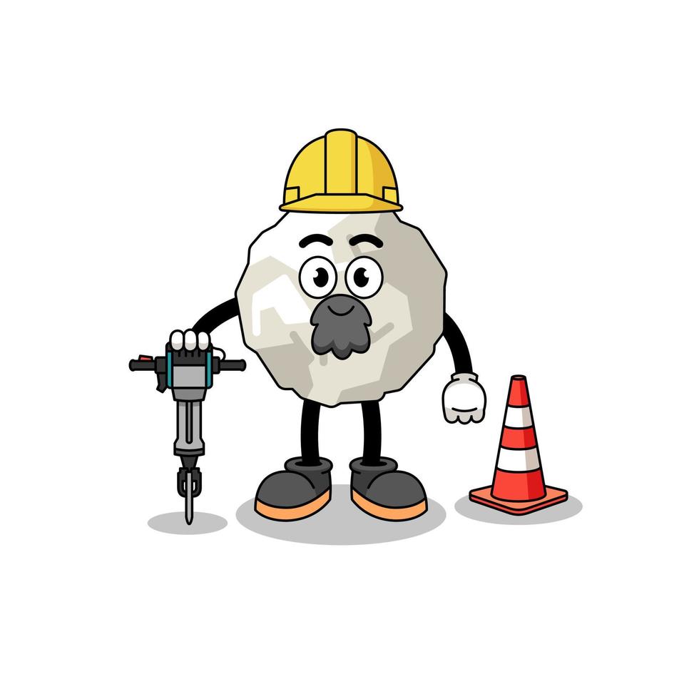 Character cartoon of crumpled paper working on road construction vector