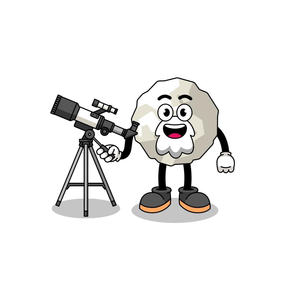 Illustration of crumpled paper mascot as an astronomer vector
