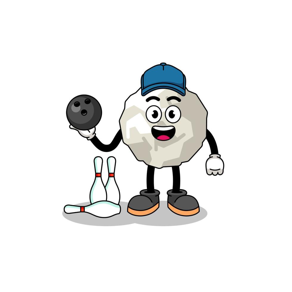 Mascot of crumpled paper as a bowling player vector