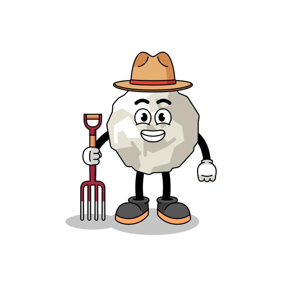 Cartoon mascot of crumpled paper farmer vector