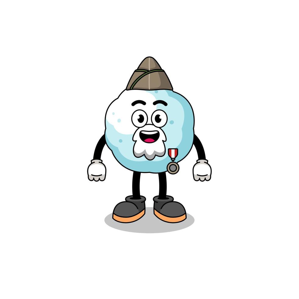 Character cartoon of snowball as a veteran vector