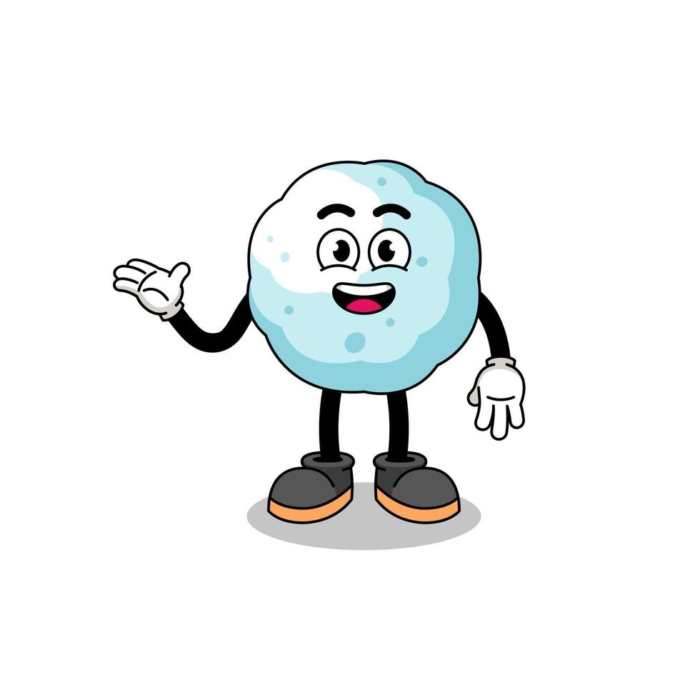snowball cartoon with welcome pose vector