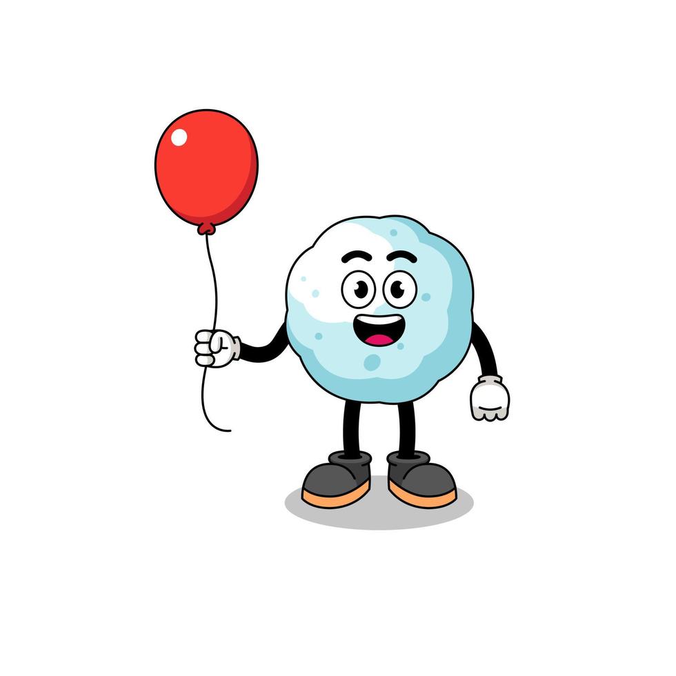 Cartoon of snowball holding a balloon vector