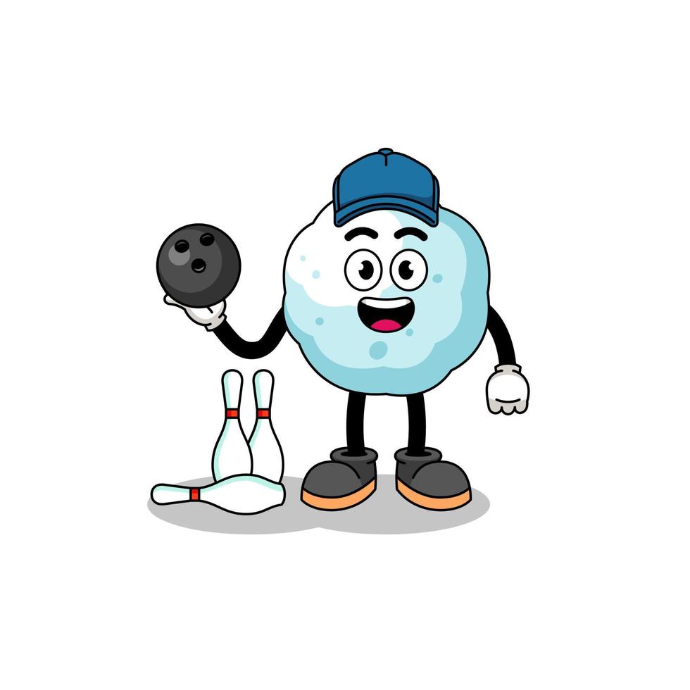 Mascot of snowball as a bowling player vector