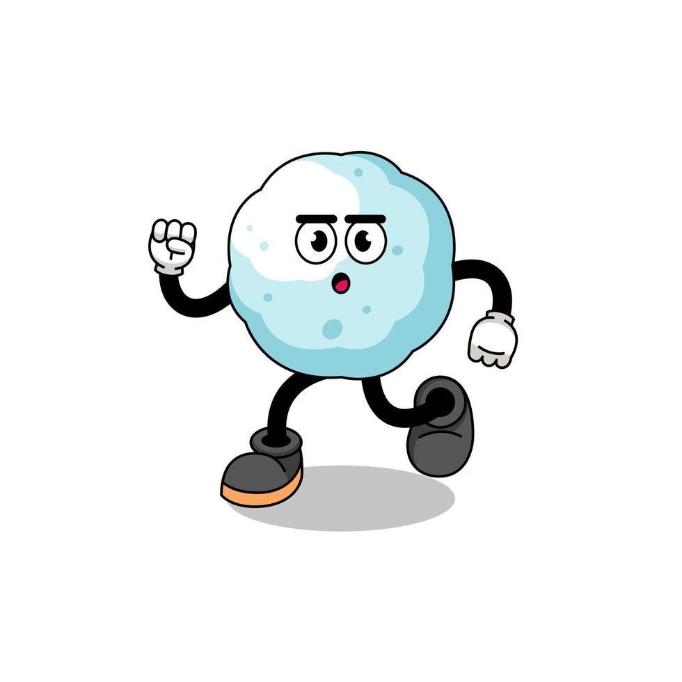 running snowball mascot illustration vector