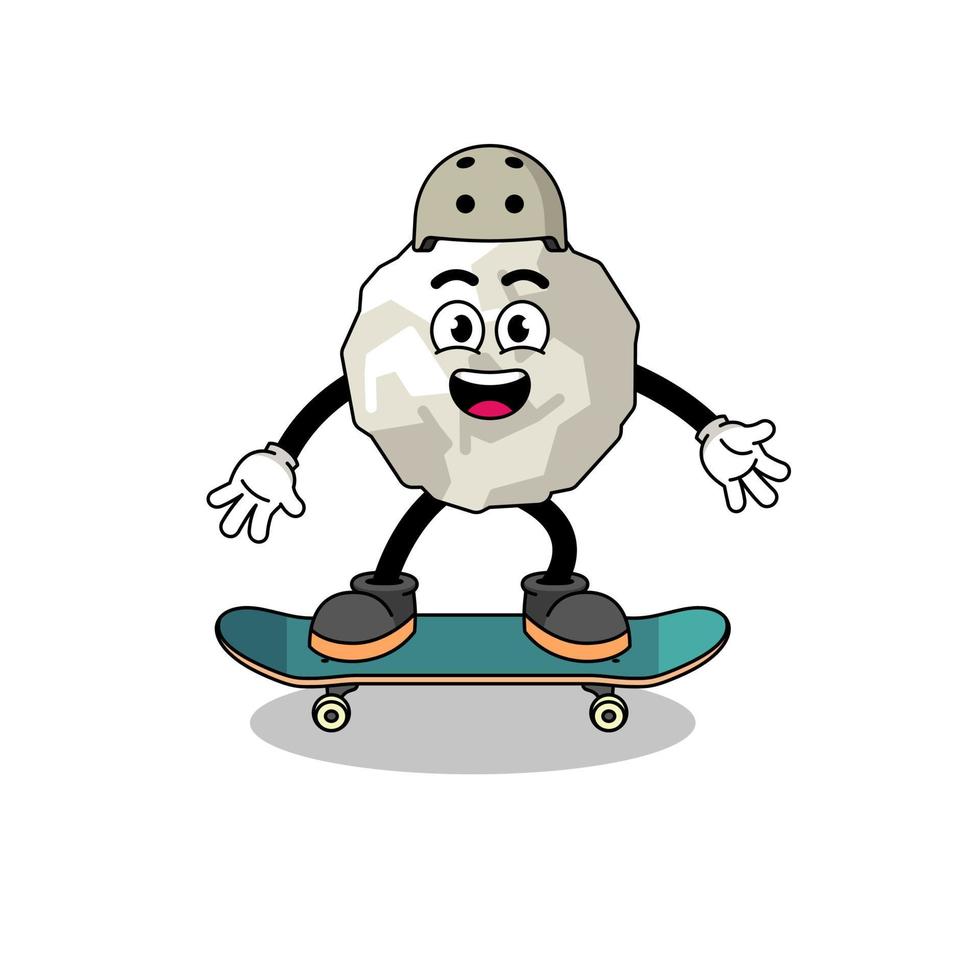 crumpled paper mascot playing a skateboard vector