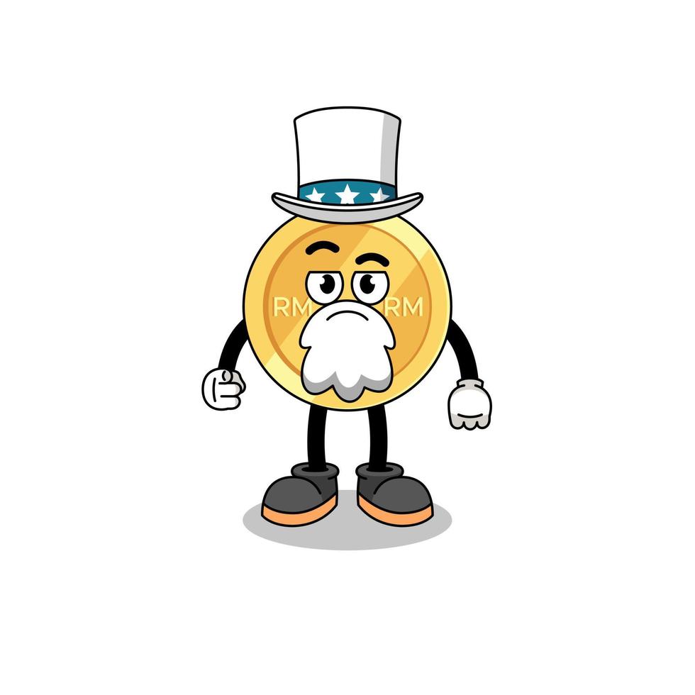 Illustration of malaysian ringgit cartoon with i want you gesture vector