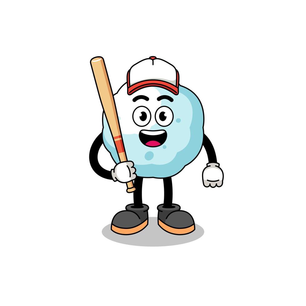 snowball mascot cartoon as a baseball player vector