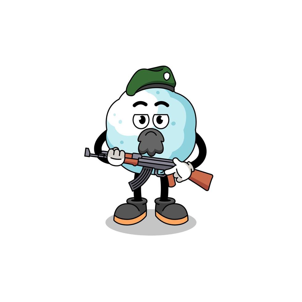 Character cartoon of snowball as a special force vector