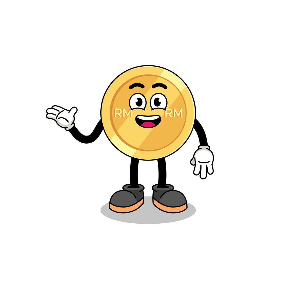 malaysian ringgit cartoon with welcome pose vector