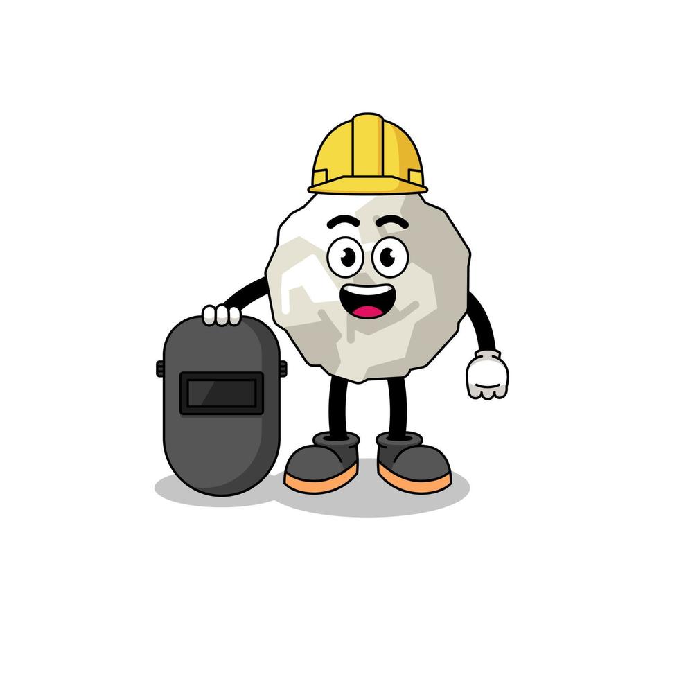 Mascot of crumpled paper as a welder vector