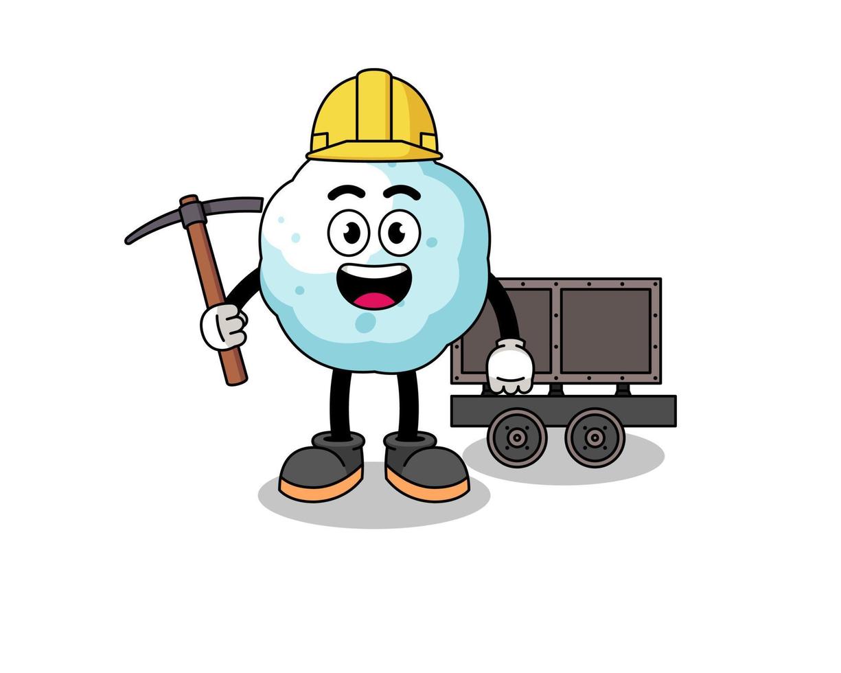 Mascot Illustration of snowball miner vector