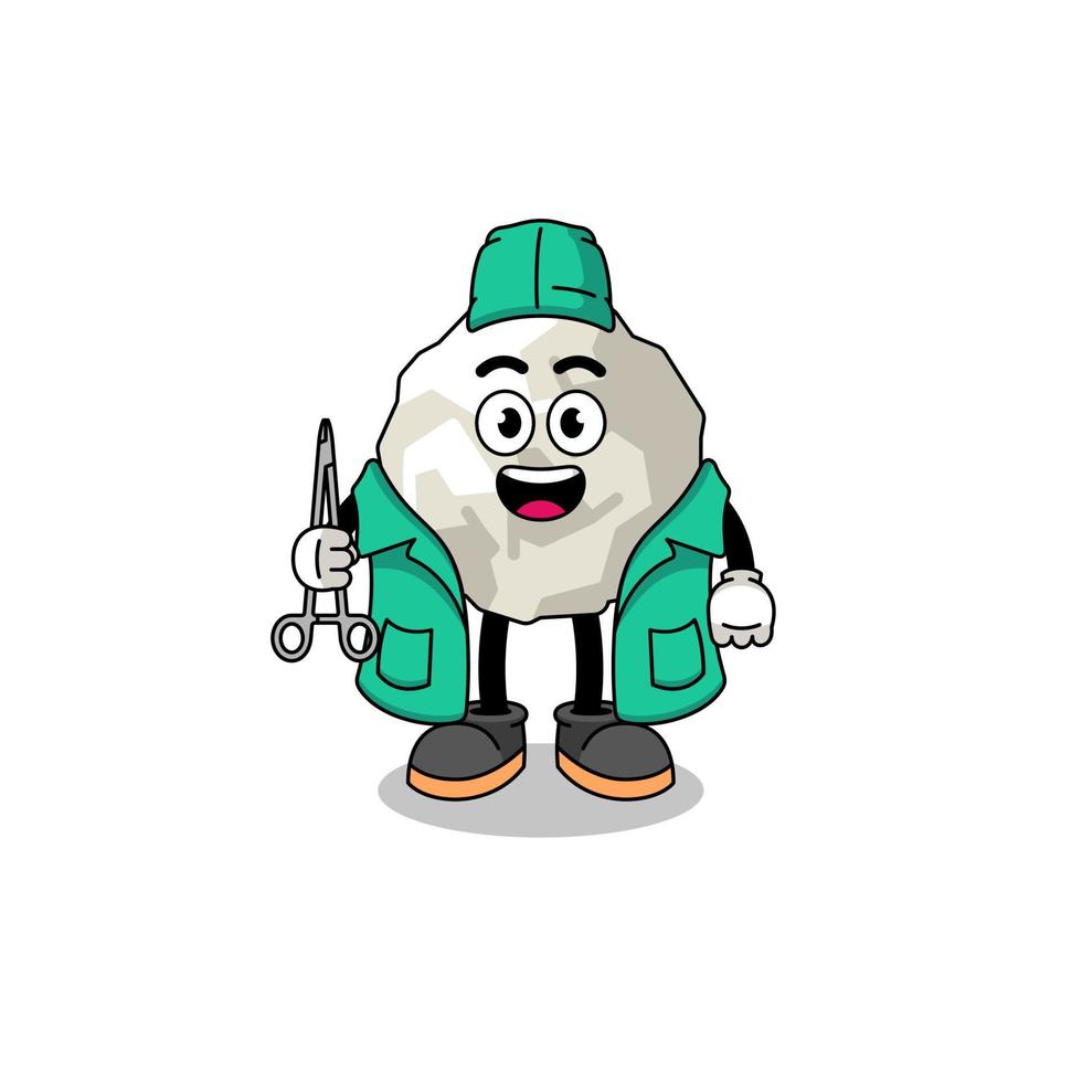 Illustration of crumpled paper mascot as a surgeon vector