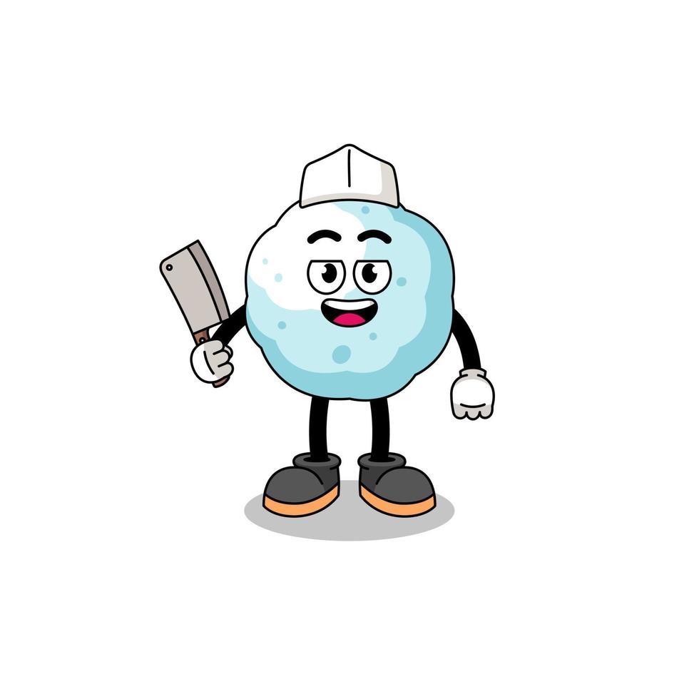 Mascot of snowball as a butcher vector