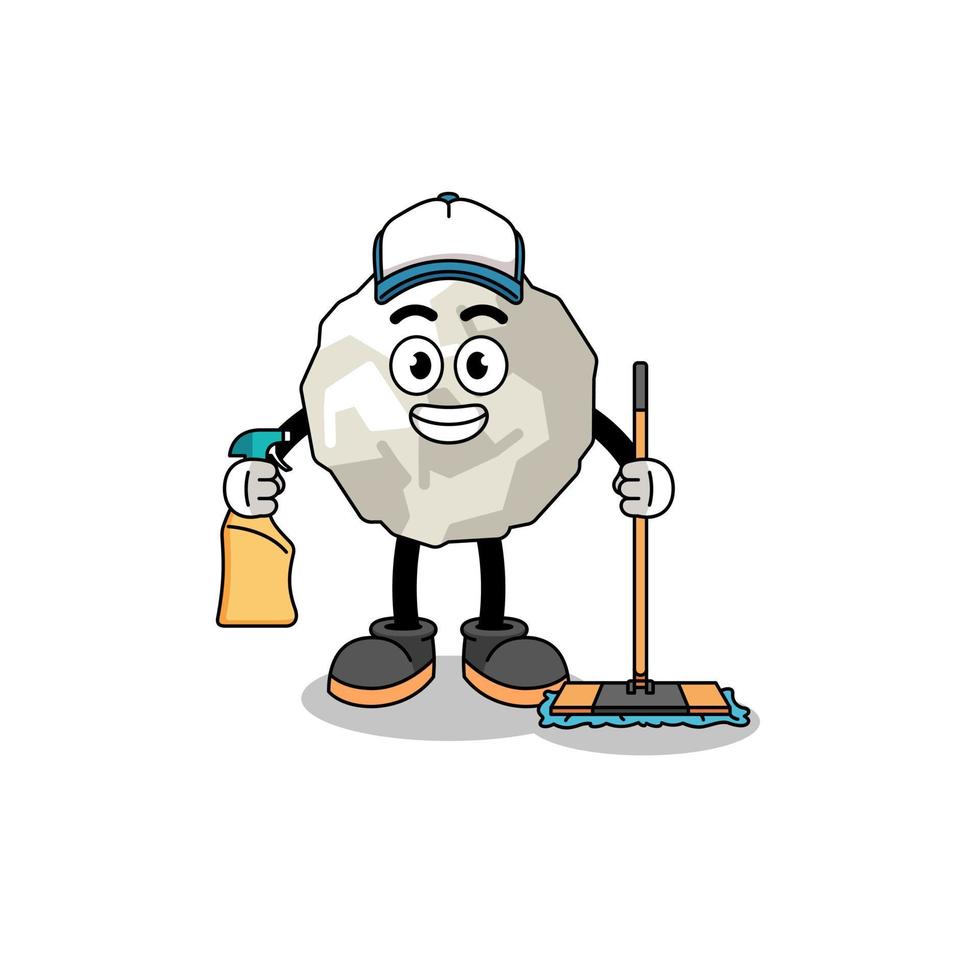 Character mascot of crumpled paper as a cleaning services vector