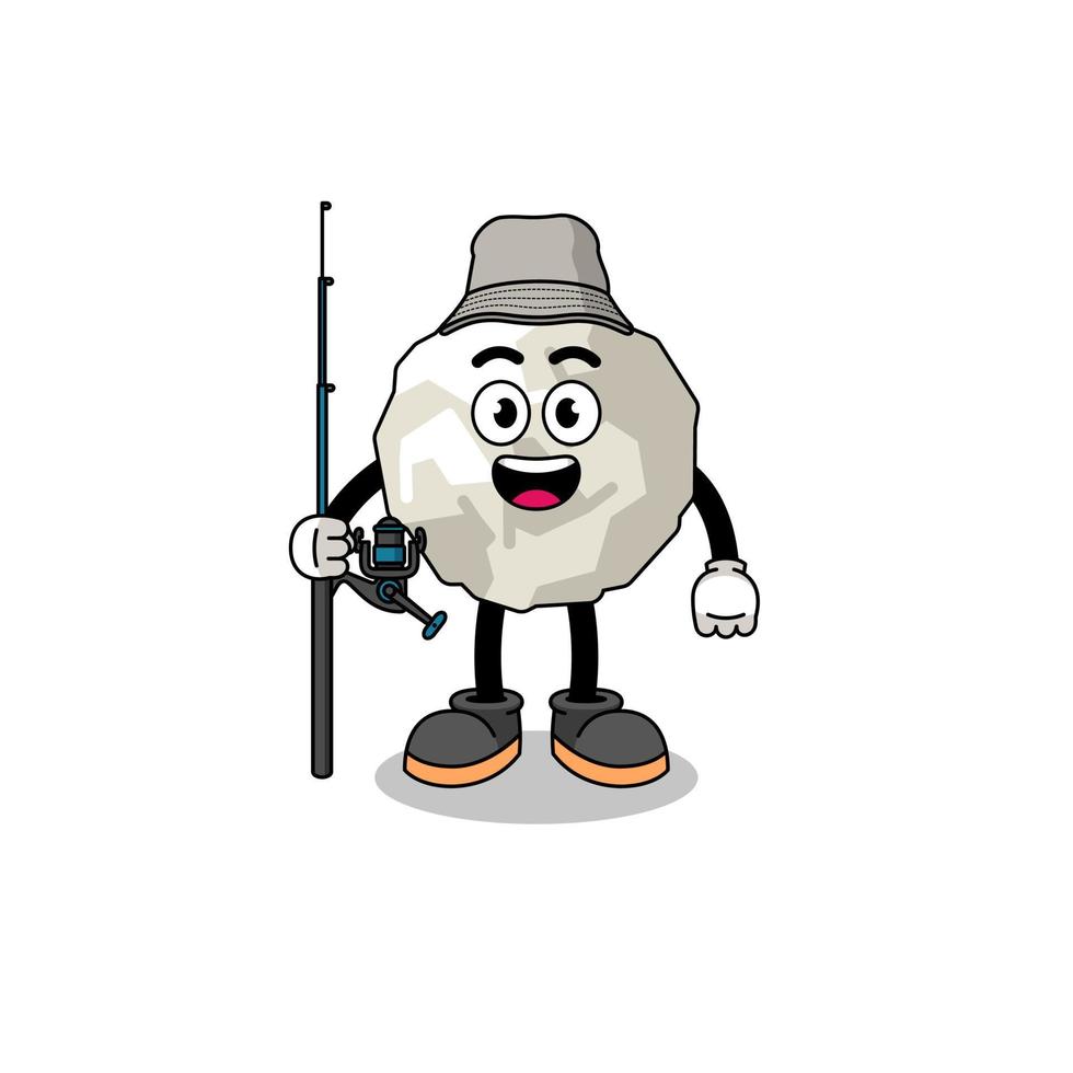 Mascot Illustration of crumpled paper fisherman vector