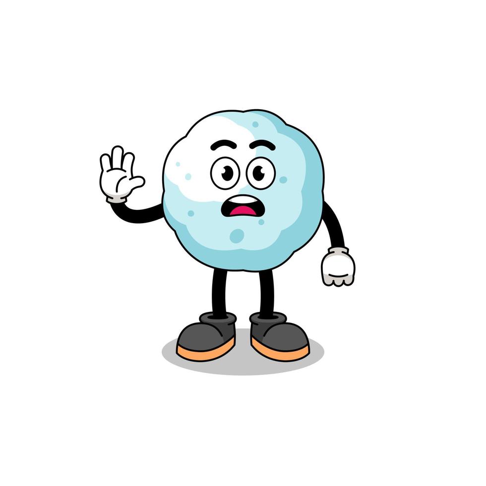 snowball cartoon illustration doing stop hand vector