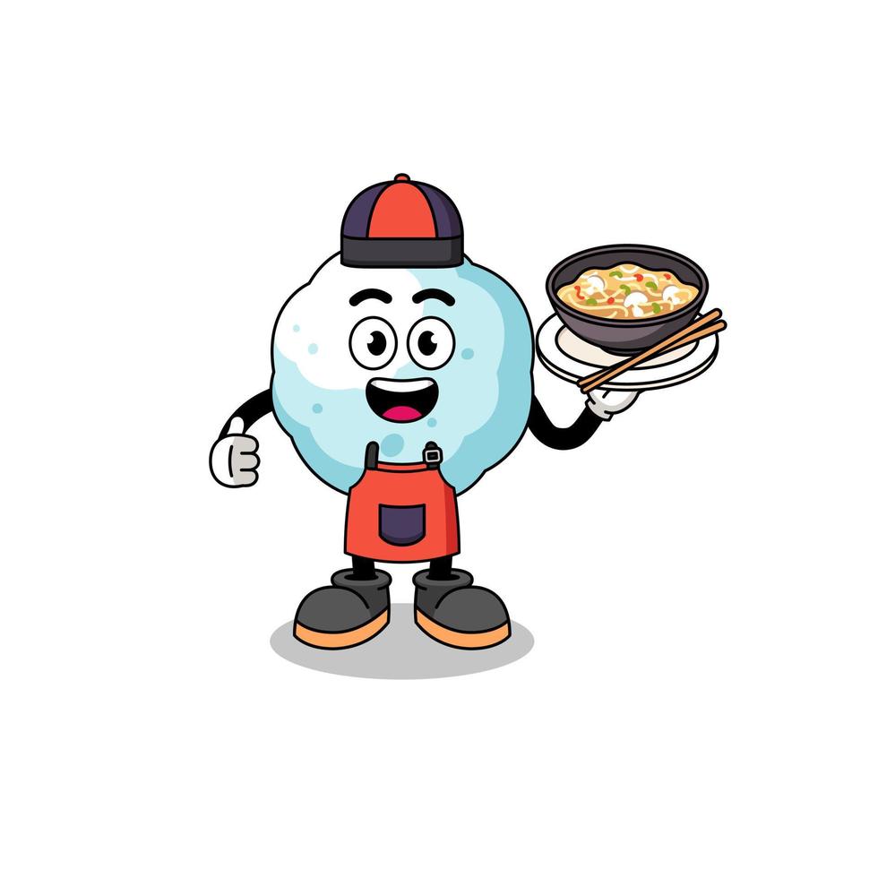 Illustration of snowball as an asian chef vector
