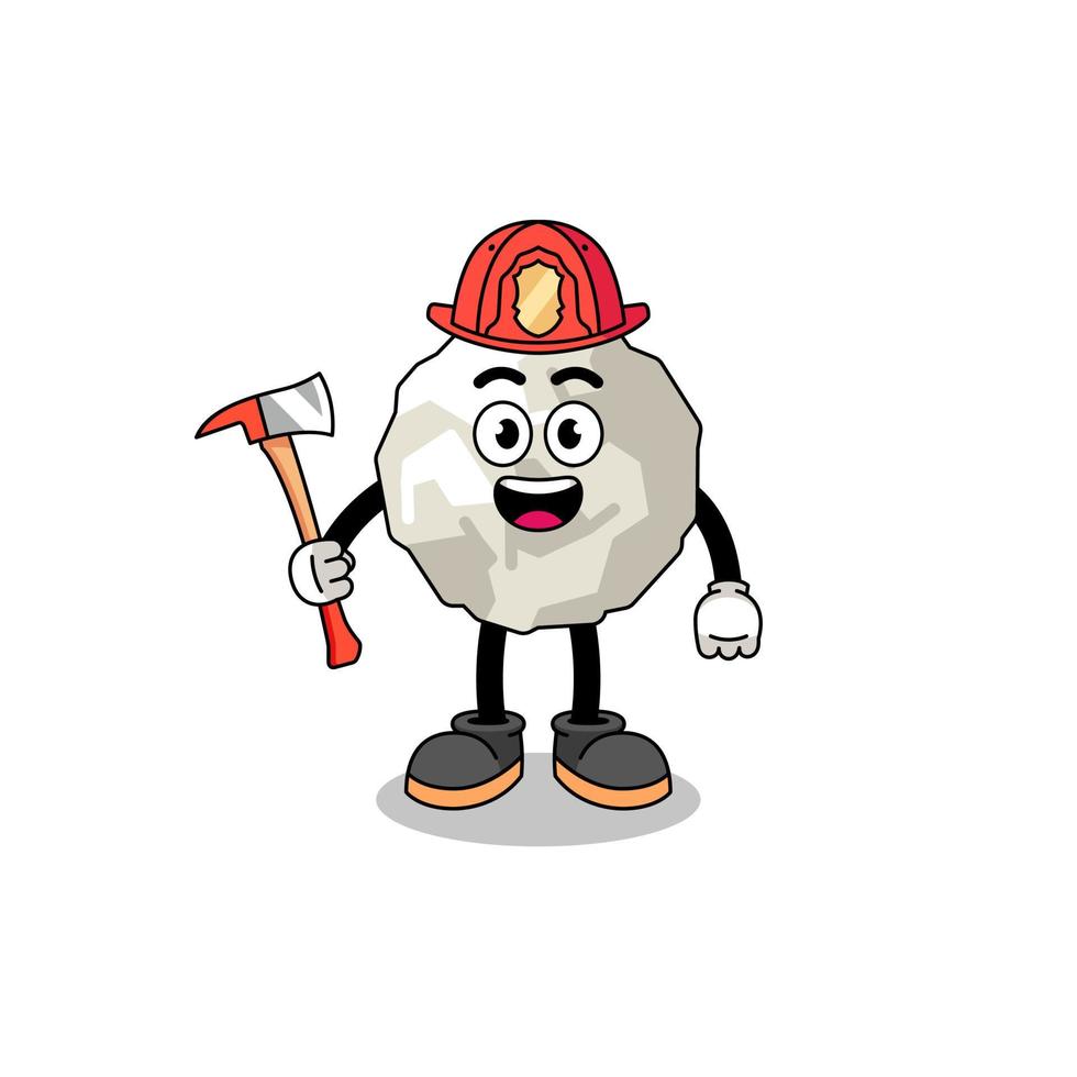 mascota de dibujos animados de bombero de papel arrugado vector