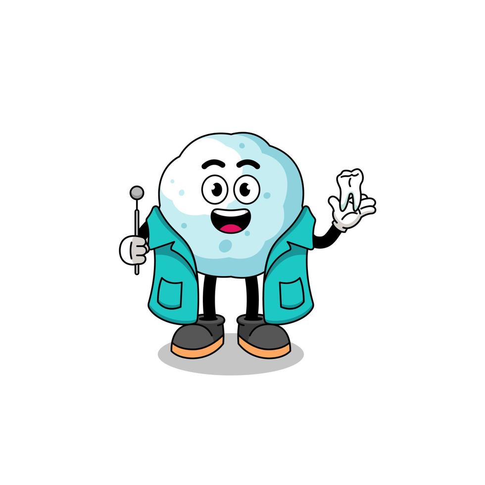 Illustration of snowball mascot as a dentist vector