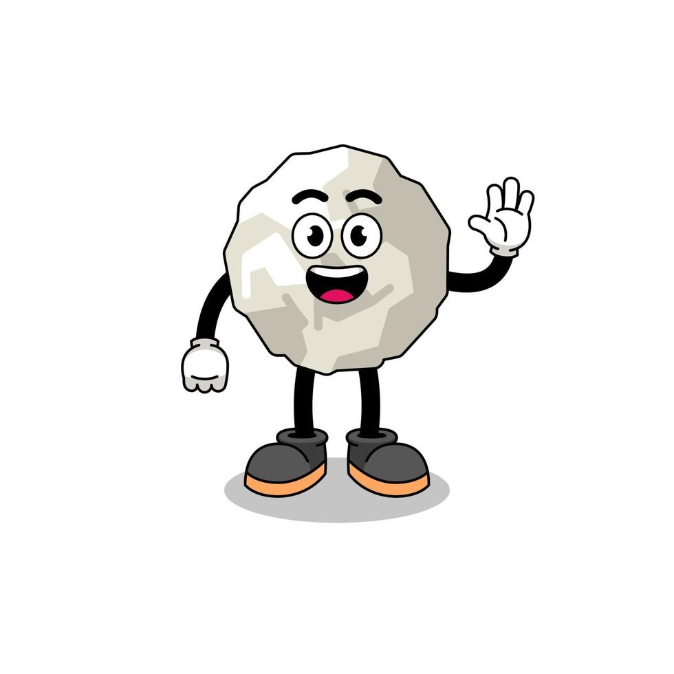 crumpled paper cartoon doing wave hand gesture vector
