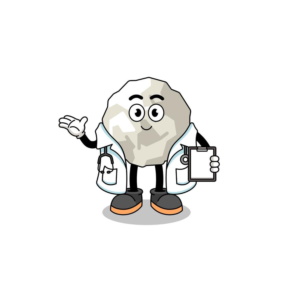 Cartoon mascot of crumpled paper doctor vector