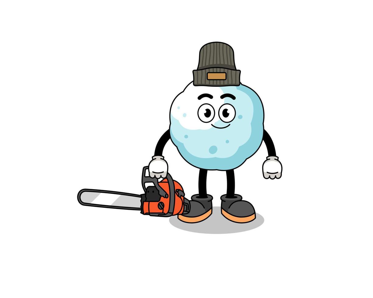 snowball illustration cartoon as a lumberjack vector