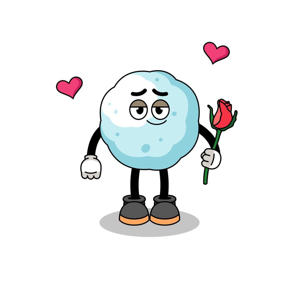 snowball mascot falling in love vector