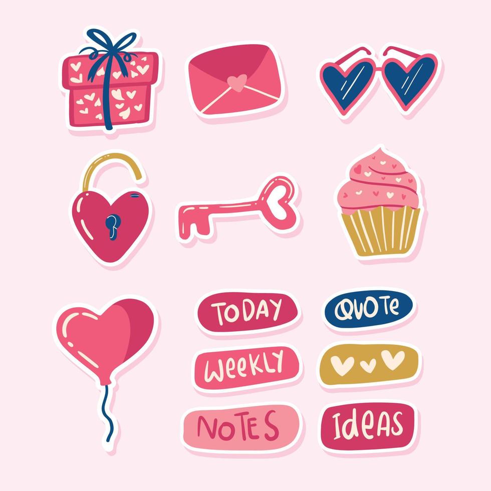 Cute Valentine Day Journal Sticker vector