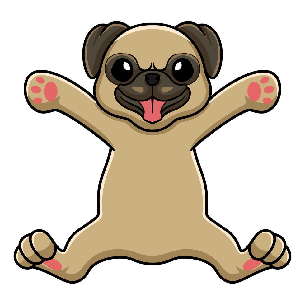 lindo perrito pug dibujos animados posando vector