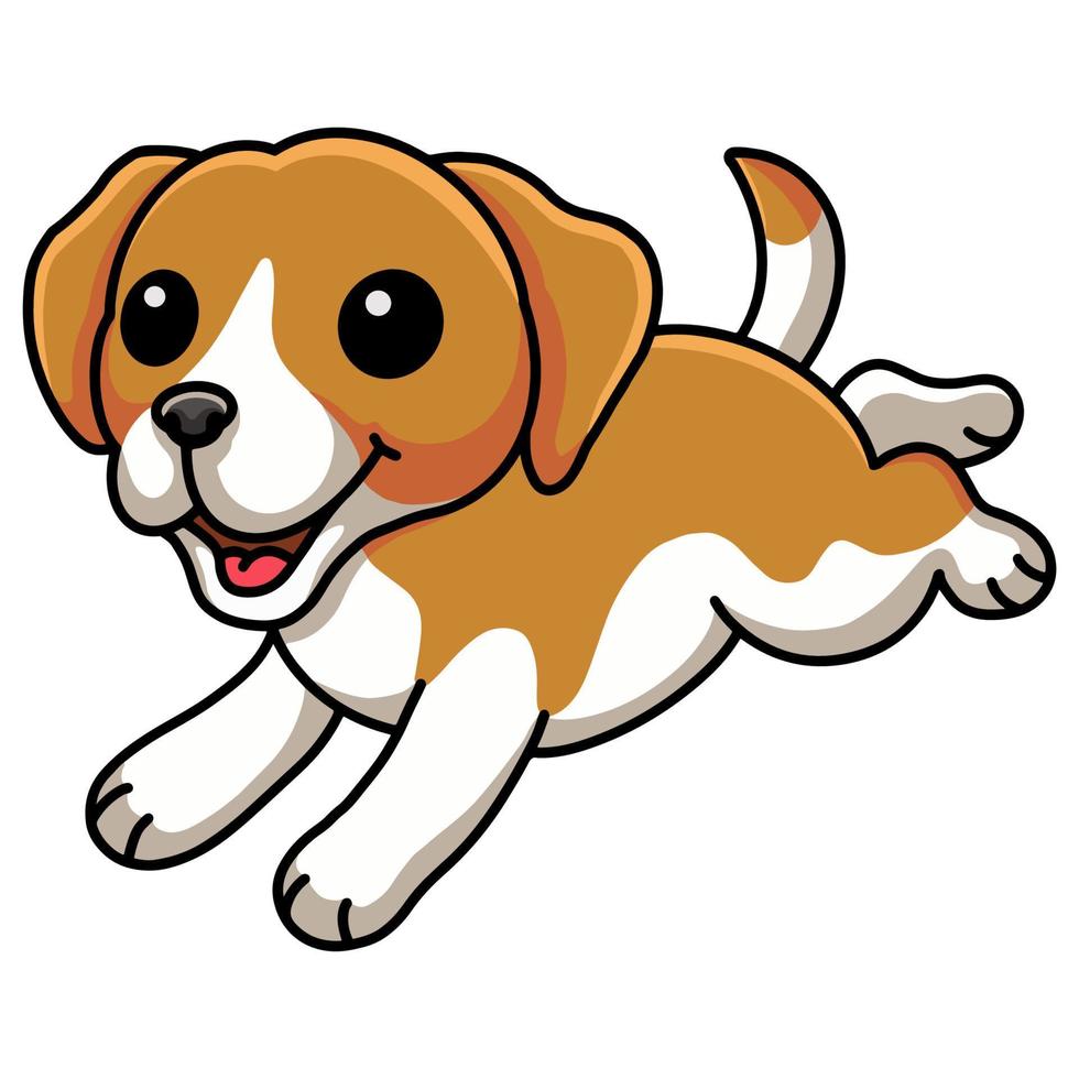 Cute little beagle dog cartoon running vector