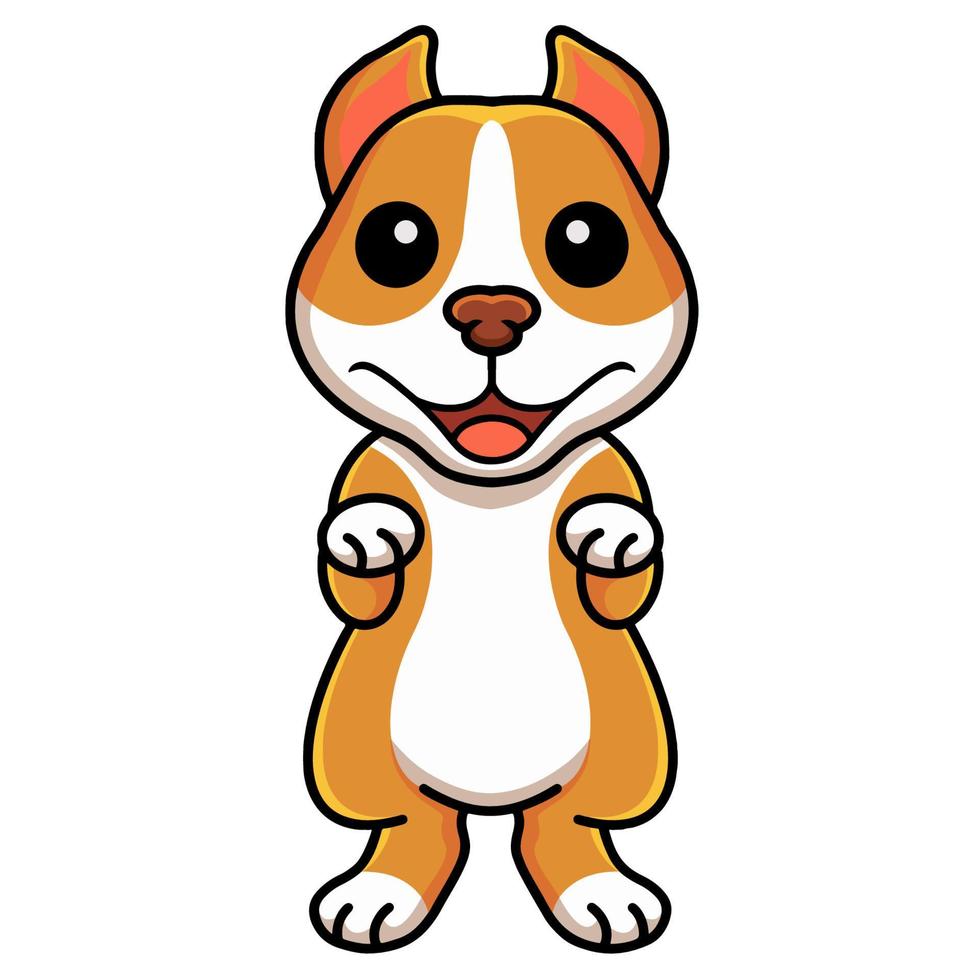 Cute little pitbull cartoon posing vector