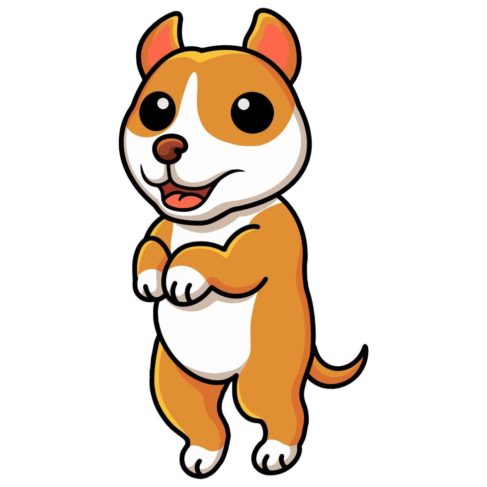 lindo pequeño pitbull dibujos animados posando vector