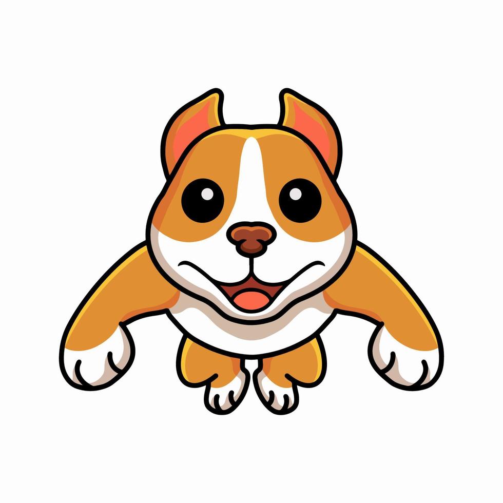 Cute little pitbull cartoon jumping vector