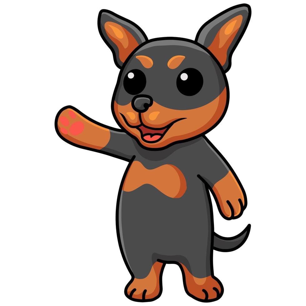 Cute Russian toy dog cartoon waving hand vector